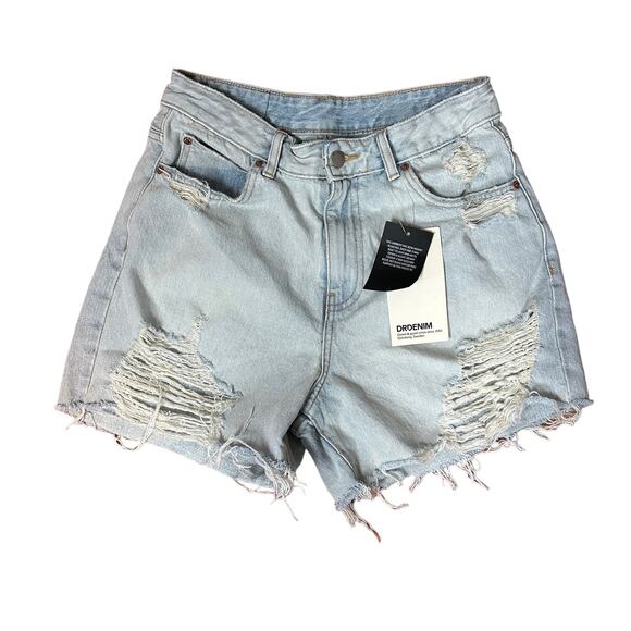 Dr. Denim Cutoff Denim Short Size 30 Distressed High Rise Light Wash Rigid NEW - Picture 5 of 10